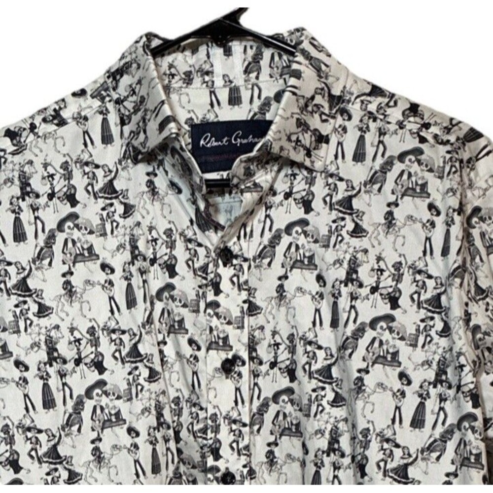 RARE Robert Graham Mexican Sugar Skull Day of The Dead Shirt Mens S Coco - Picture 10 of 12